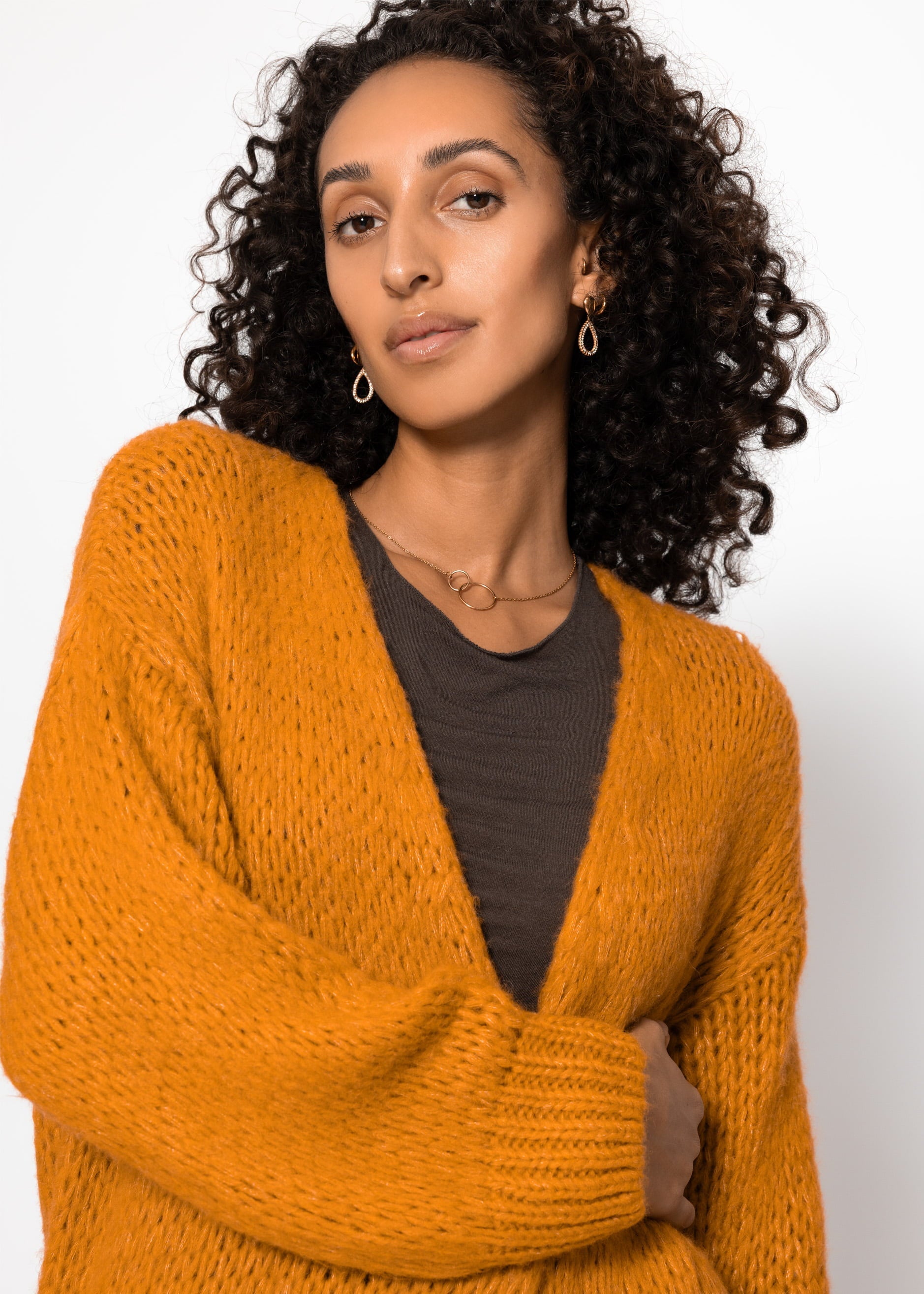 Cárdigan oversize - amarillo mostaza