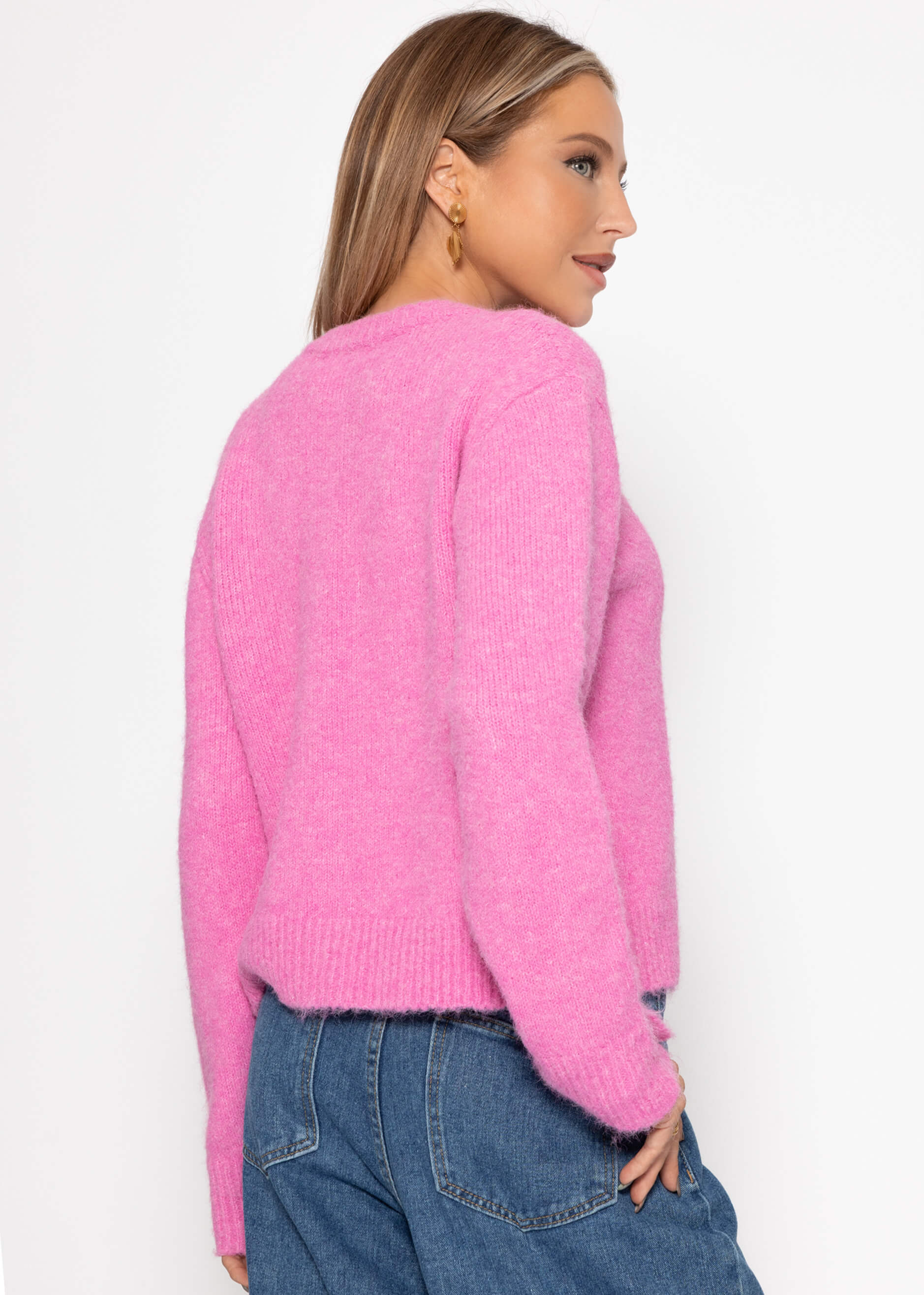 Cárdigan con botones de perla - rosa