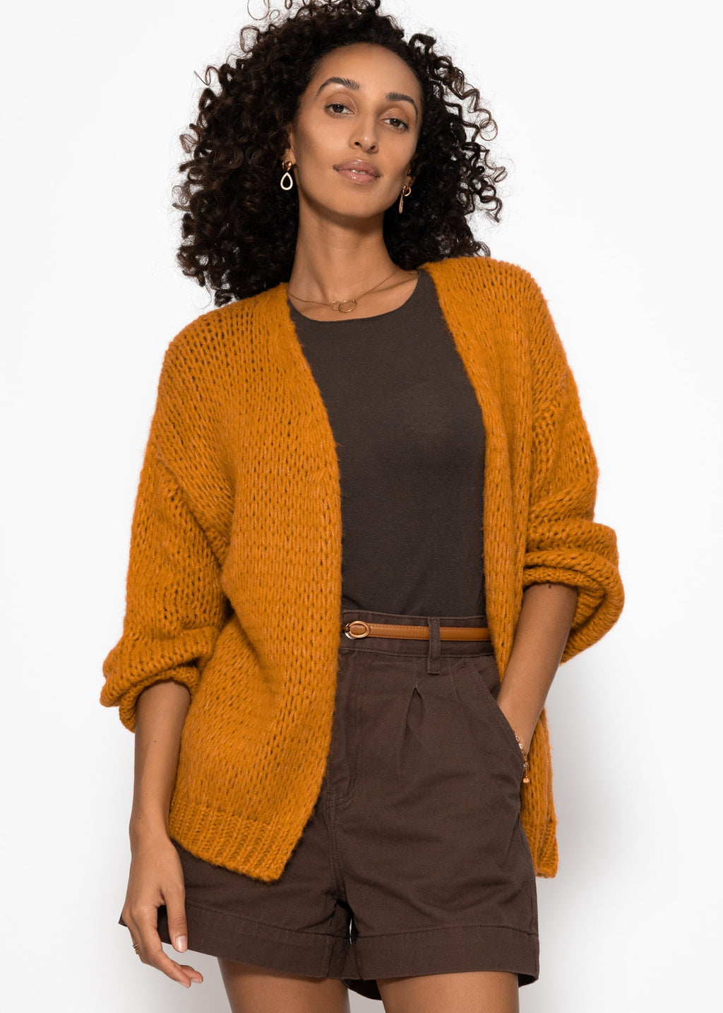Cárdigan oversize - amarillo mostaza